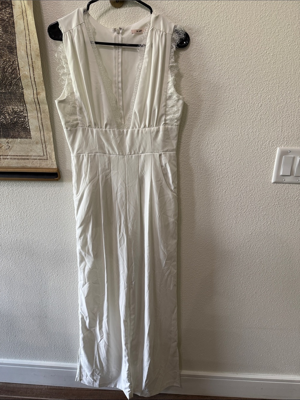 miami White Lace-Trim Jumpsuit Romper
